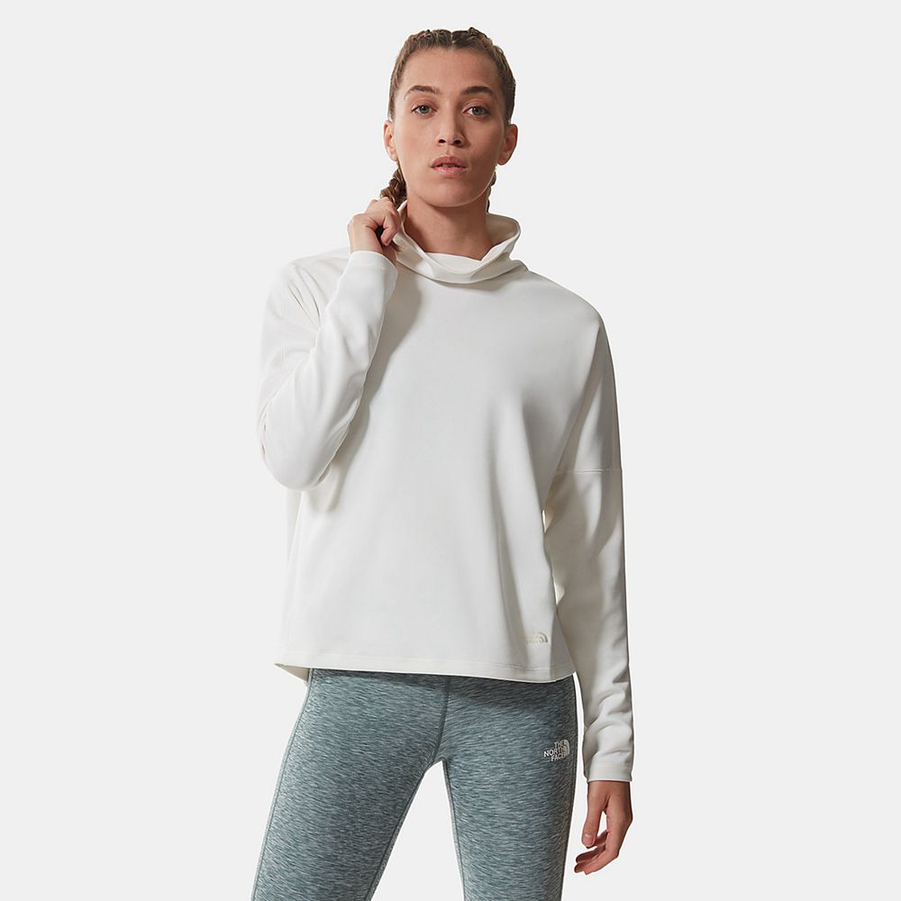 The North Face Active Tops Womens Australia - The North Face Active Trail Basin Funnel Neck White Hi